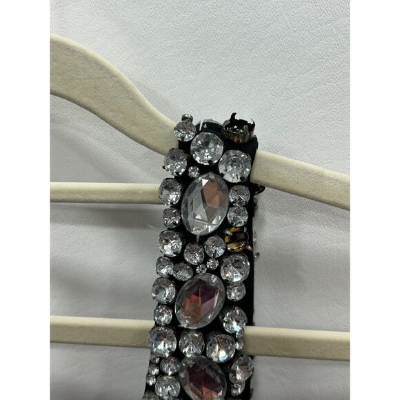 Scala Black Crystal Embellishments One-Shoulder Ruched Cocktail Dress Sz 8 FLAWS - Picture 6 of 16